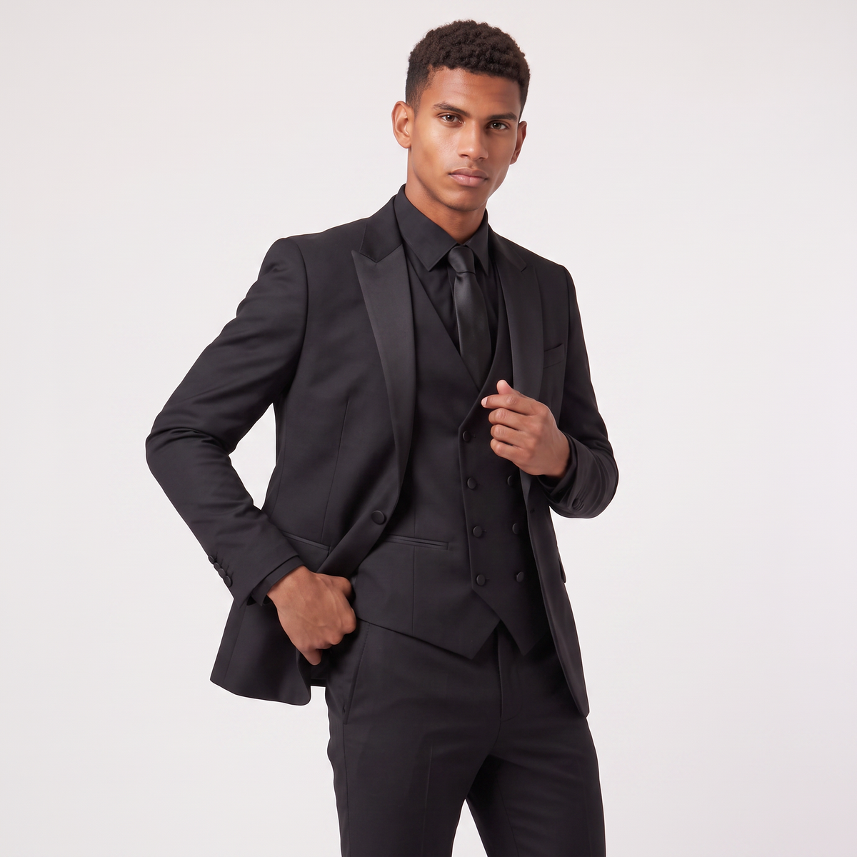 Men's Slim Fit Three-Piece Suit | Double-Breasted Blazer & Waistcoat