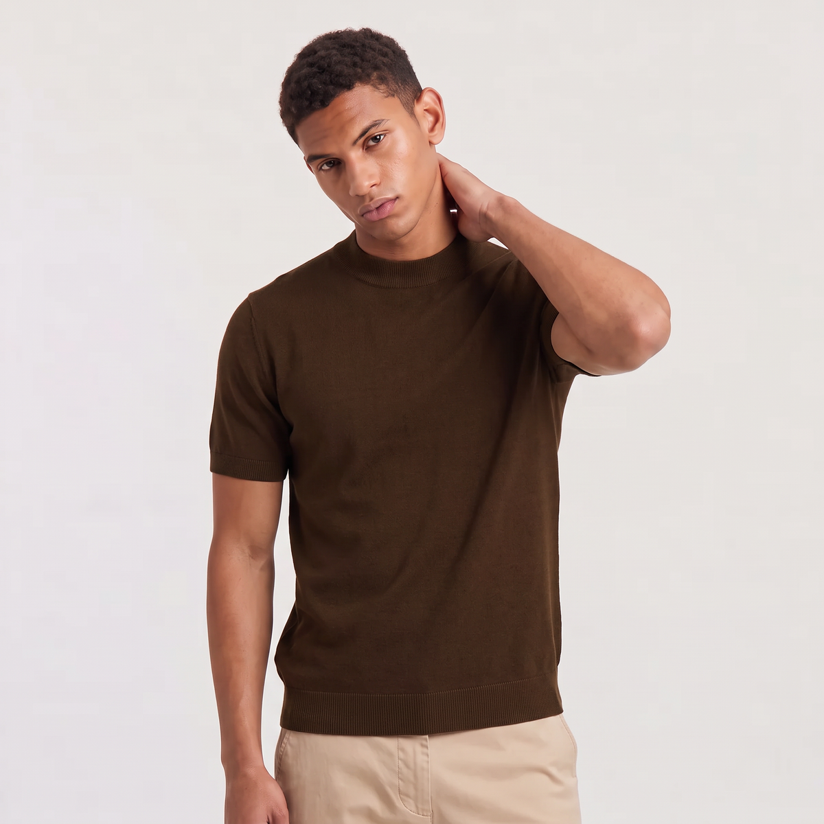 Men's Fine Knit Crew Neck T-Shirt