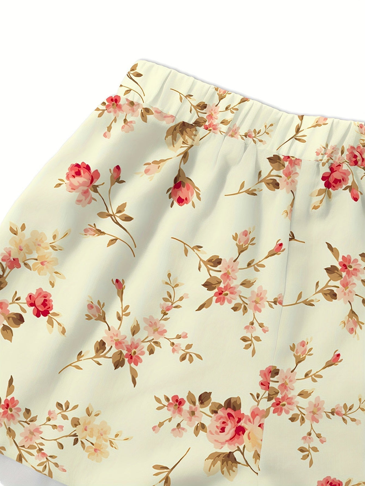 Women's Printed Bandeau Top and Shorts Set with Tie-Front Detail – Lightweight Summer Co-Ord for Holidays