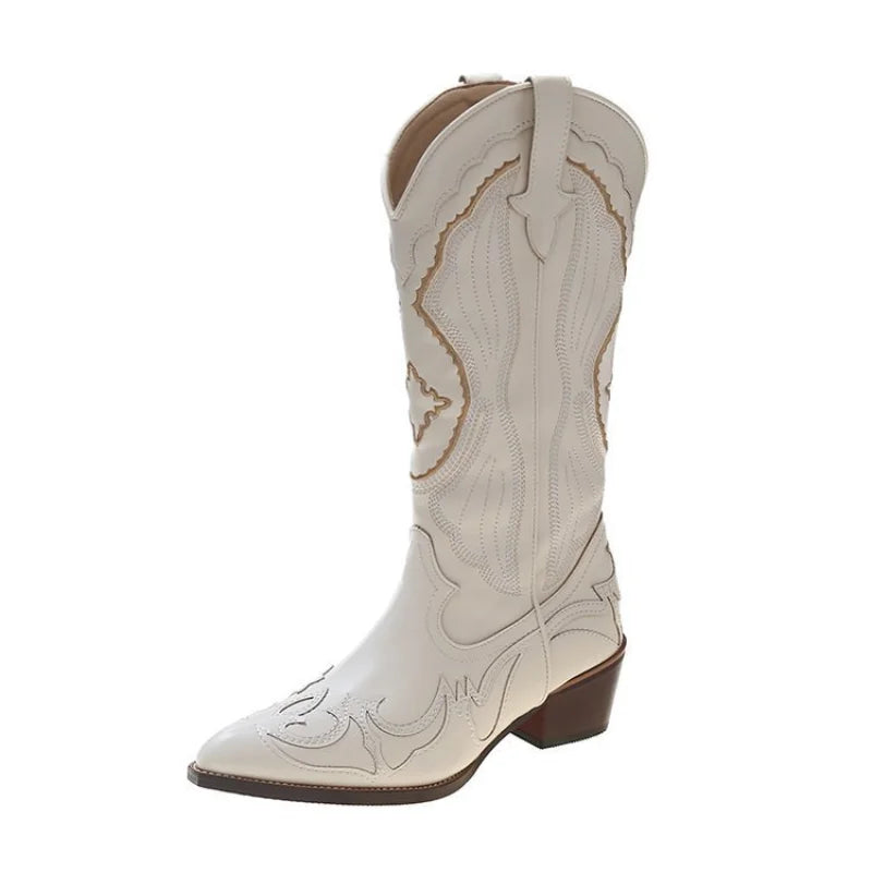 Ava | Western Pointed Toe Mid Calf Cowboy Boots