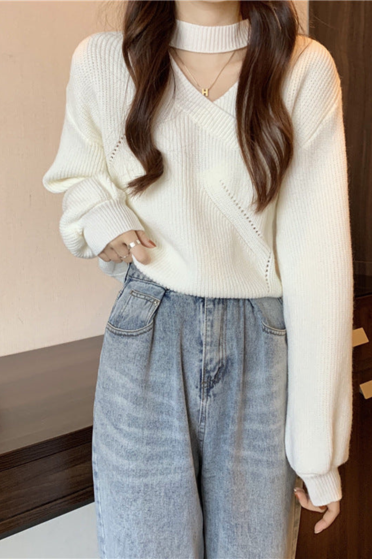 Alba-Grace Choker Neck Wrap Sweater