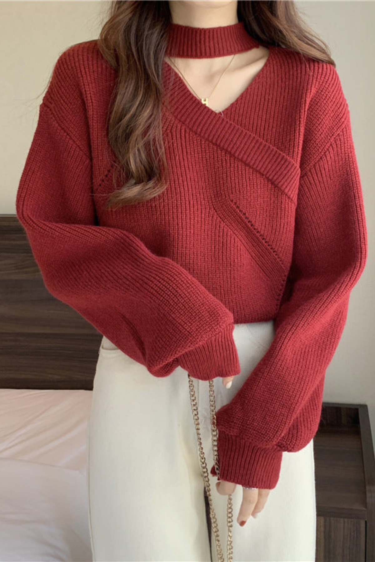 Alba-Grace Choker Neck Wrap Sweater