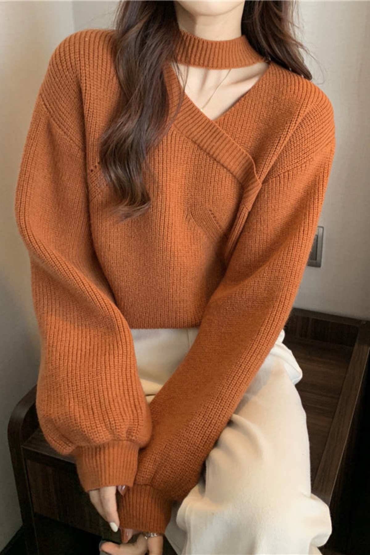 Alba-Grace Choker Neck Wrap Sweater