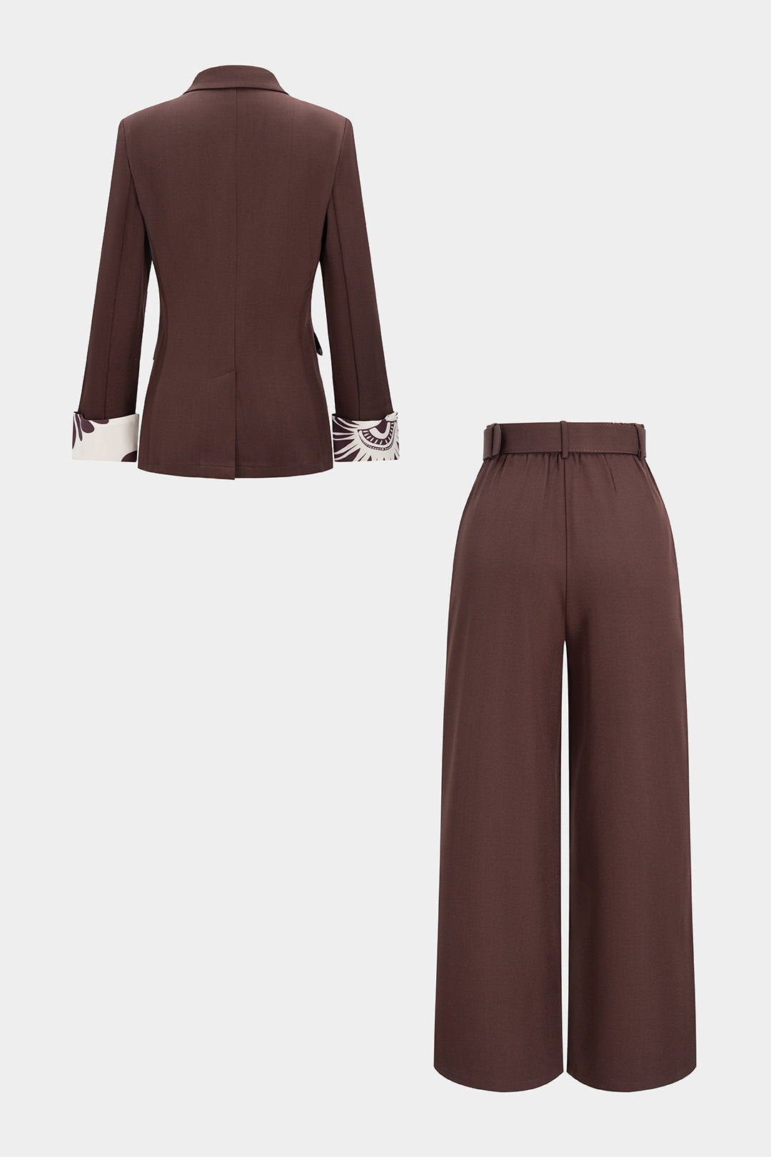 Women’s Elegant Tailored Two-Button Blazer and Belted Palazzo Trouser Suit – Sophisticated Wide Leg Two-Piece Outfit for Office and Formal Occasions