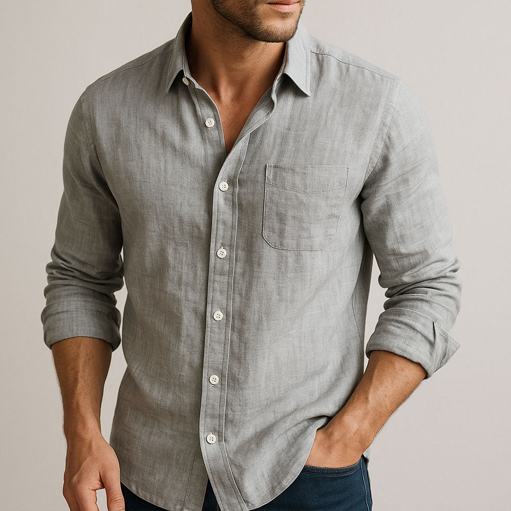 Men's Casual Linen Long Sleeve Summer Shirt