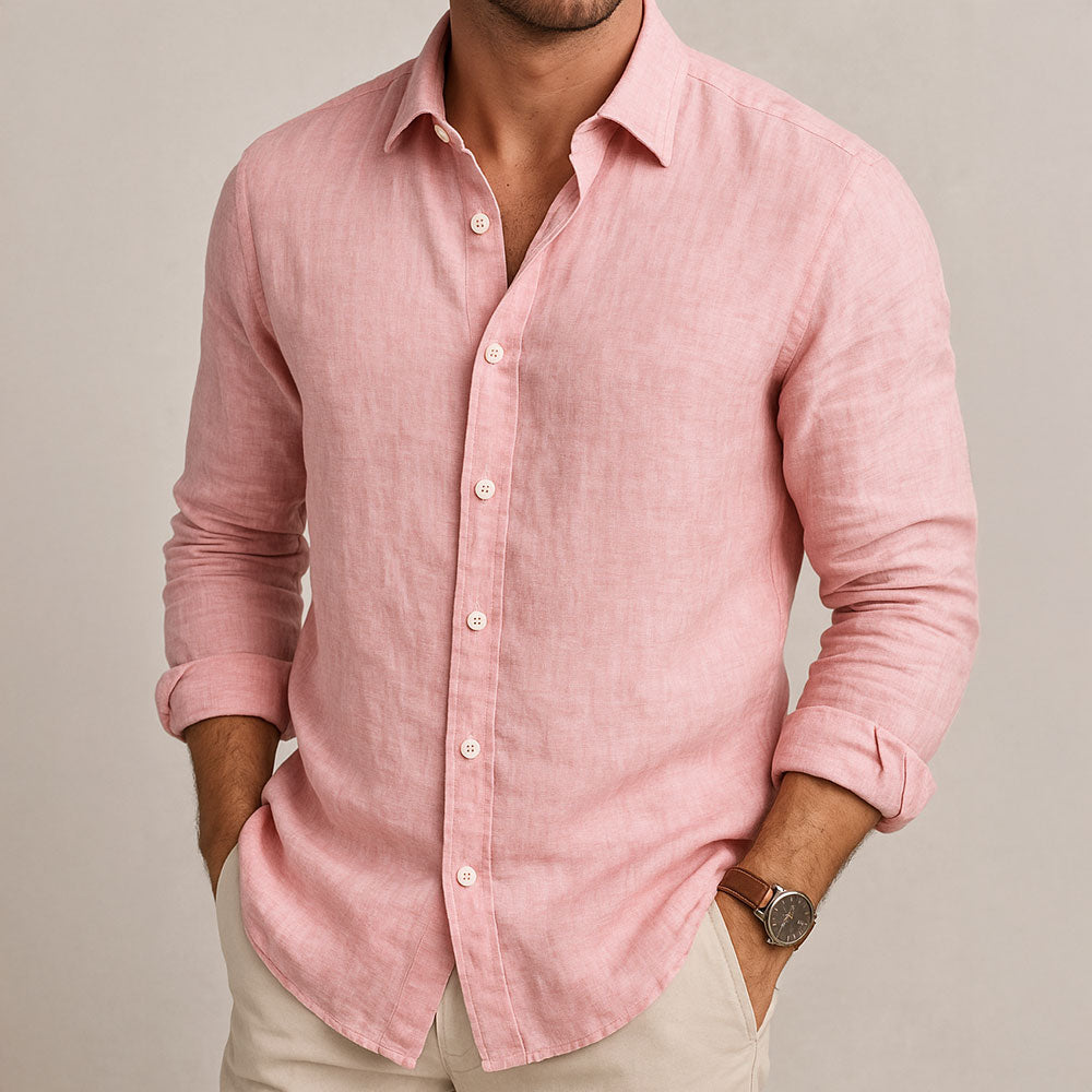 Men's Casual Linen Long Sleeve Summer Shirt