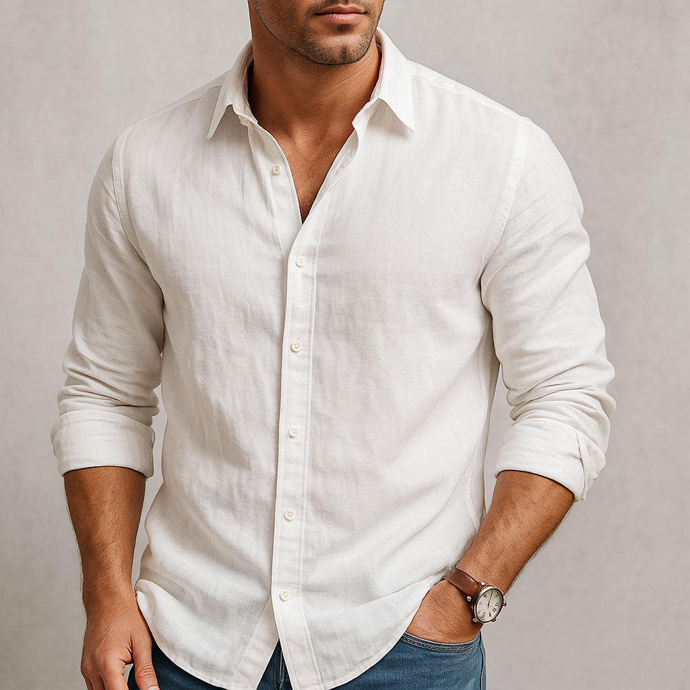 Men's Casual Linen Long Sleeve Summer Shirt