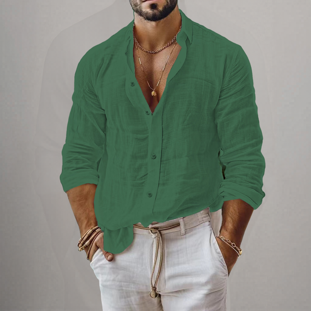 Men's Casual Linen Long Sleeve Summer Shirt
