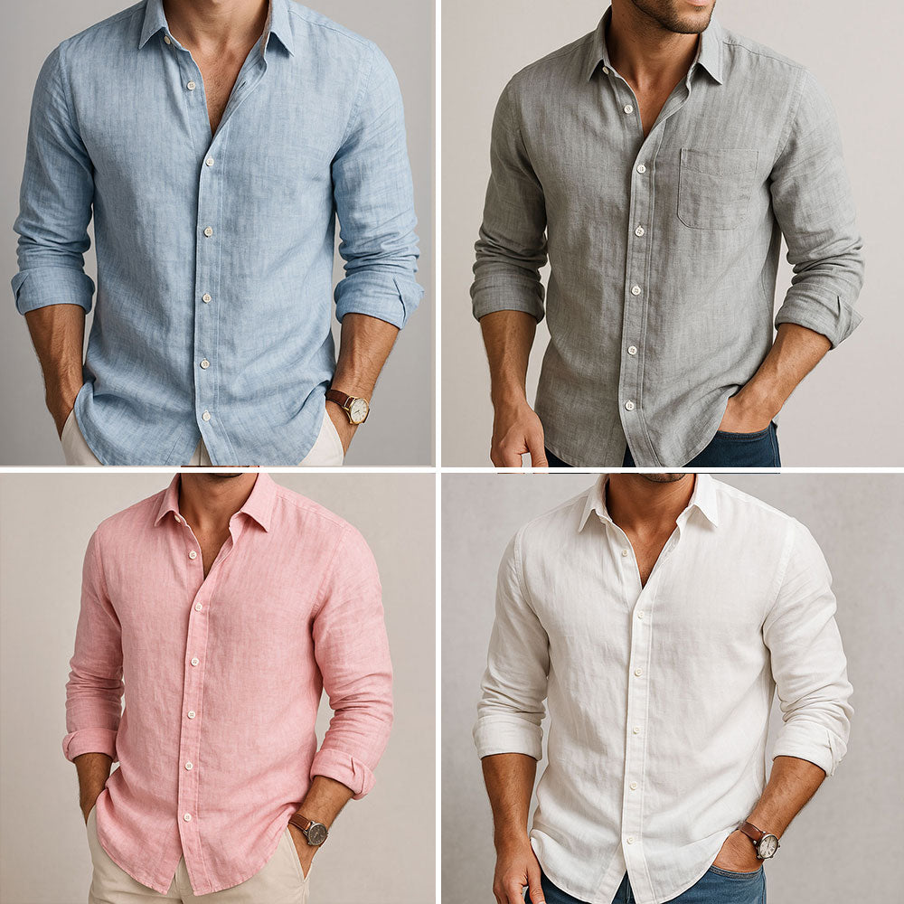 Men's Casual Linen Long Sleeve Summer Shirt