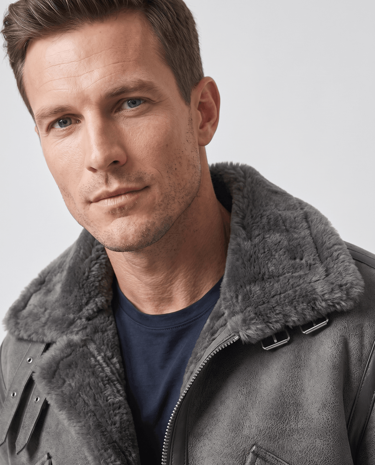 Leather Shearling Aviator Jacket – Distressed Finish & Lamb Fur Lining | Rodie