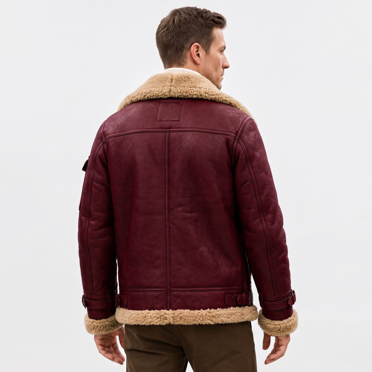 Leather Shearling Jacket – Fur Lining & Biker-Inspired Design | Jovito