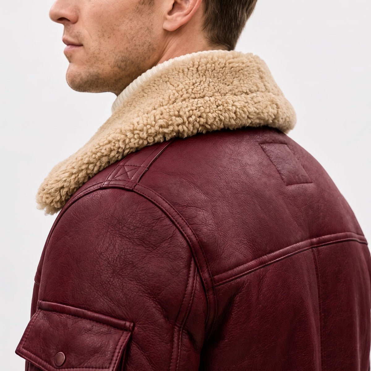 Leather Shearling Jacket – Fur Lining & Biker-Inspired Design | Jovito
