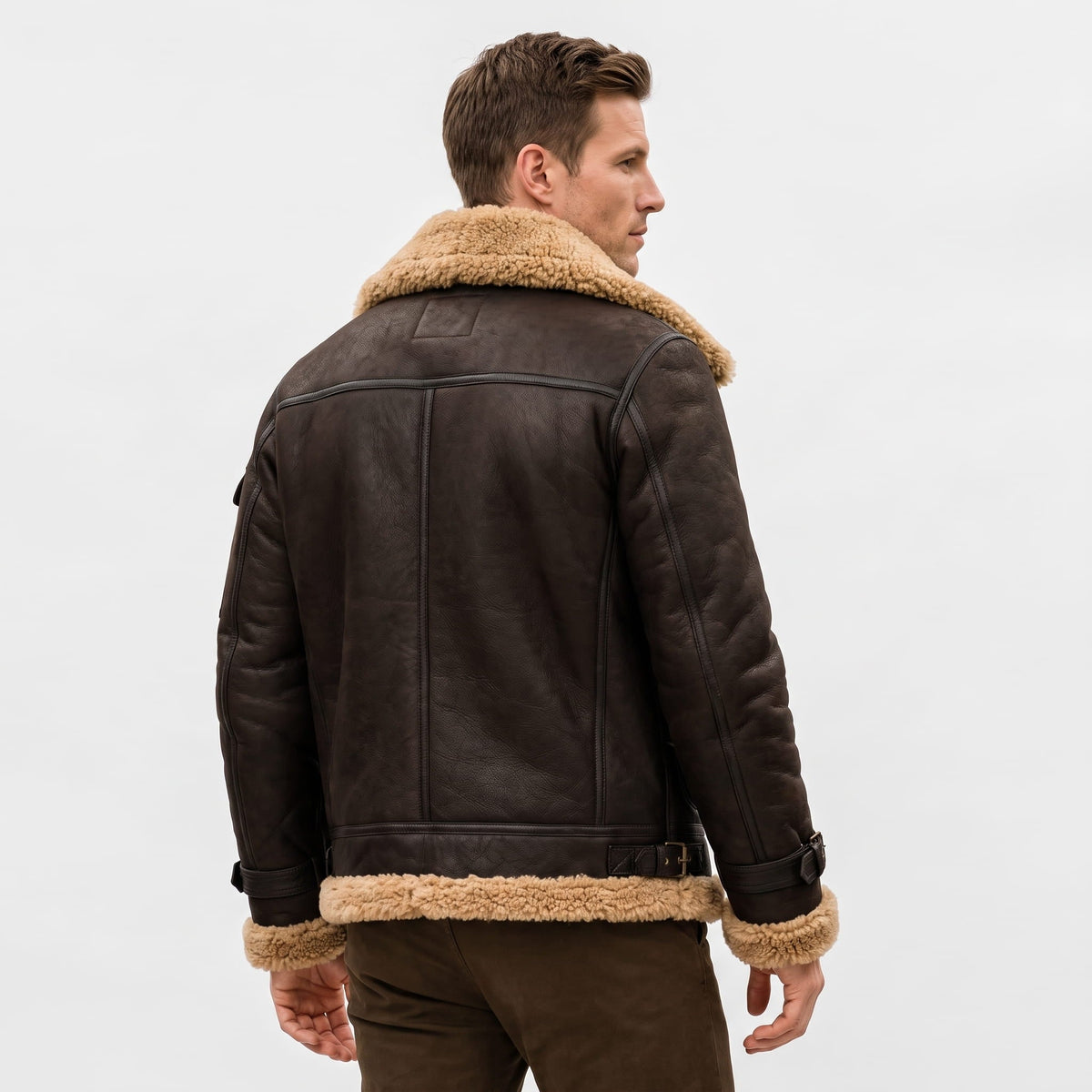 Leather Shearling Jacket – Fur Lining & Biker-Inspired Design | Jovito
