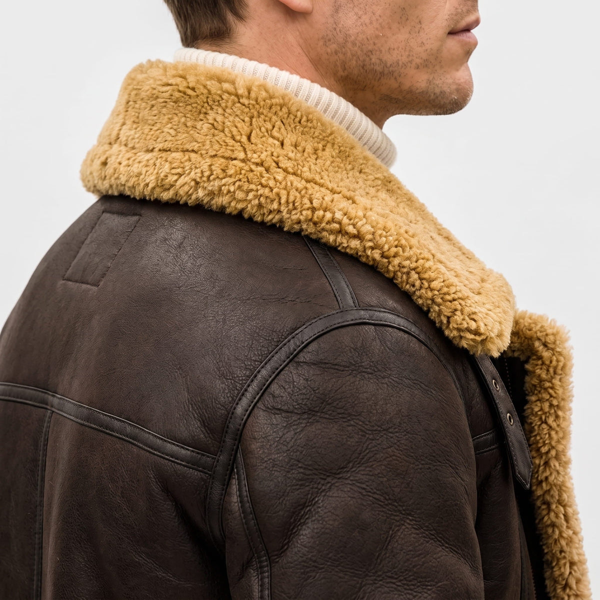 Leather Shearling Jacket – Fur Lining & Biker-Inspired Design | Jovito