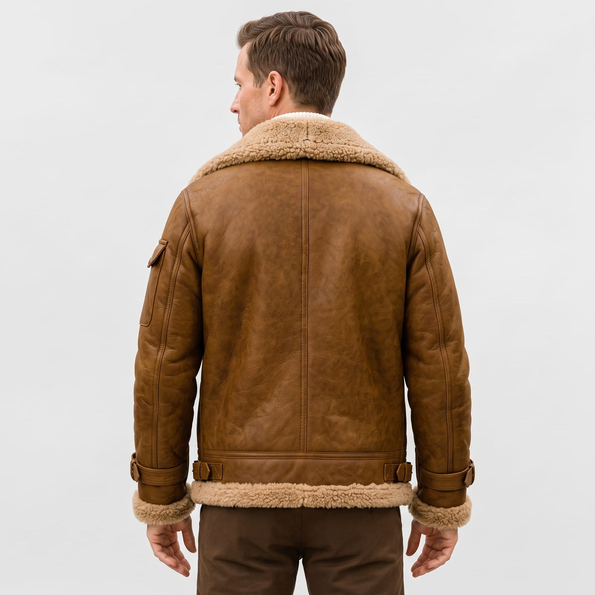 Leather Shearling Jacket – Fur Lining & Biker-Inspired Design | Jovito