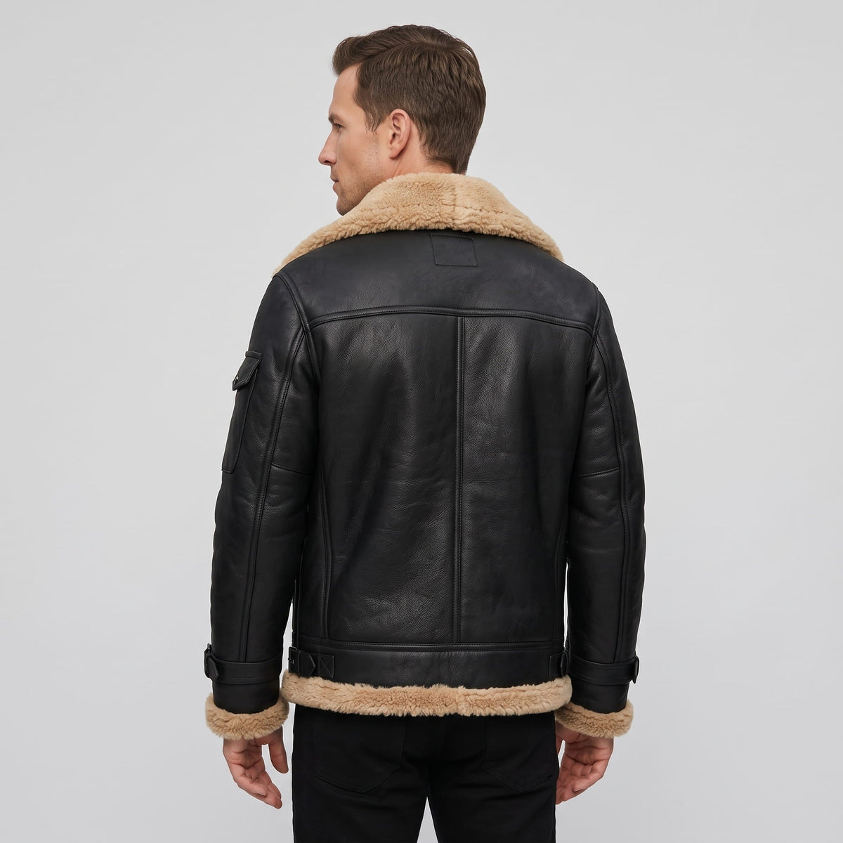 Leather Shearling Jacket – Fur Lining & Biker-Inspired Design | Jovito