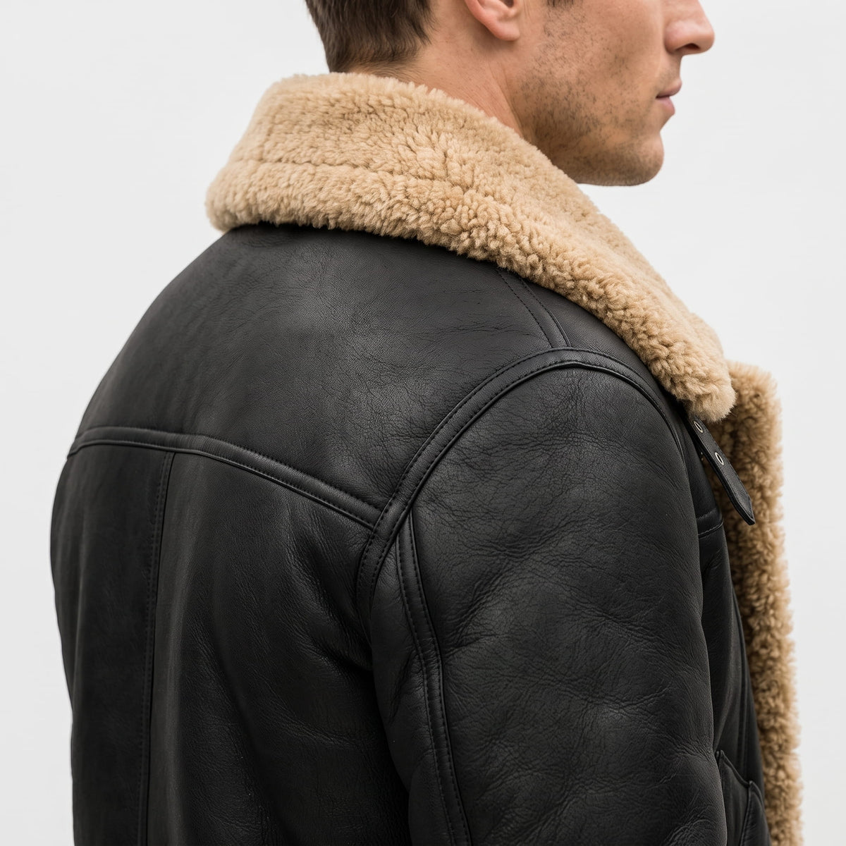 Leather Shearling Jacket – Fur Lining & Biker-Inspired Design | Jovito
