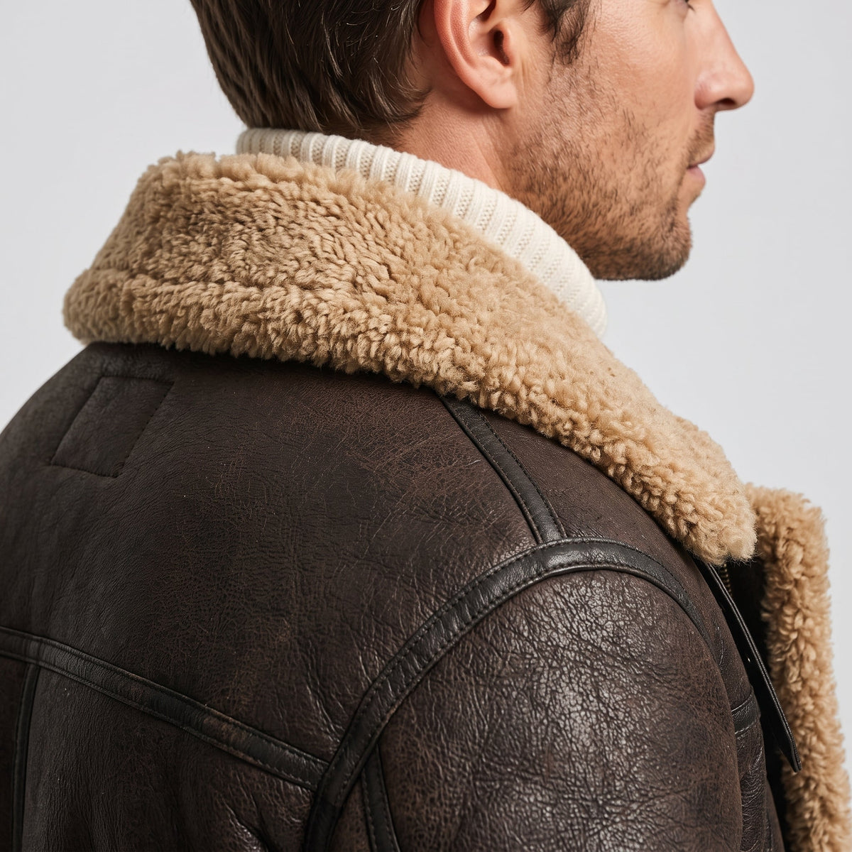 Leather Shearling Jacket – Fur Lining & Utility Pockets | Moreno