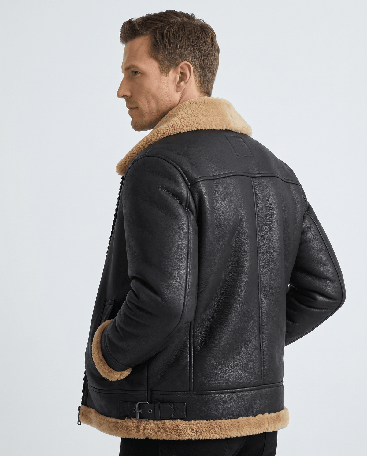 Leather Shearling Jacket – Fur Lining & Utility Pockets | Moreno