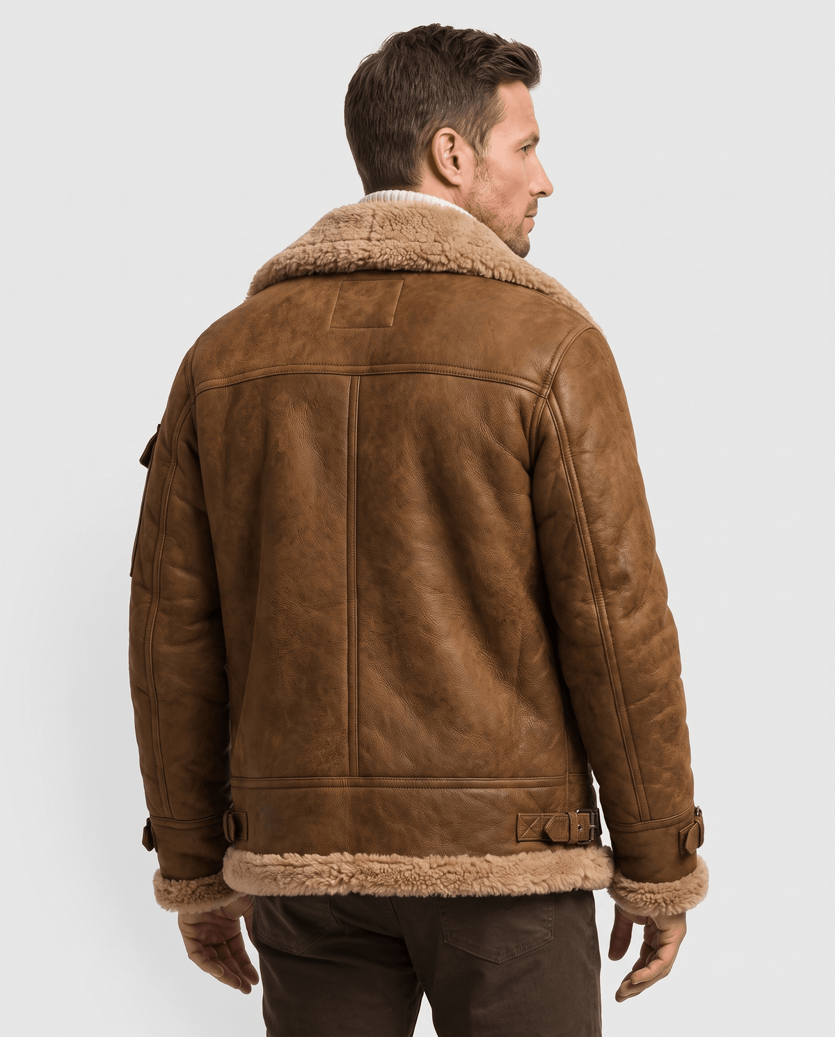 Leather Shearling Jacket – Fur Lining & Utility Pockets | Moreno