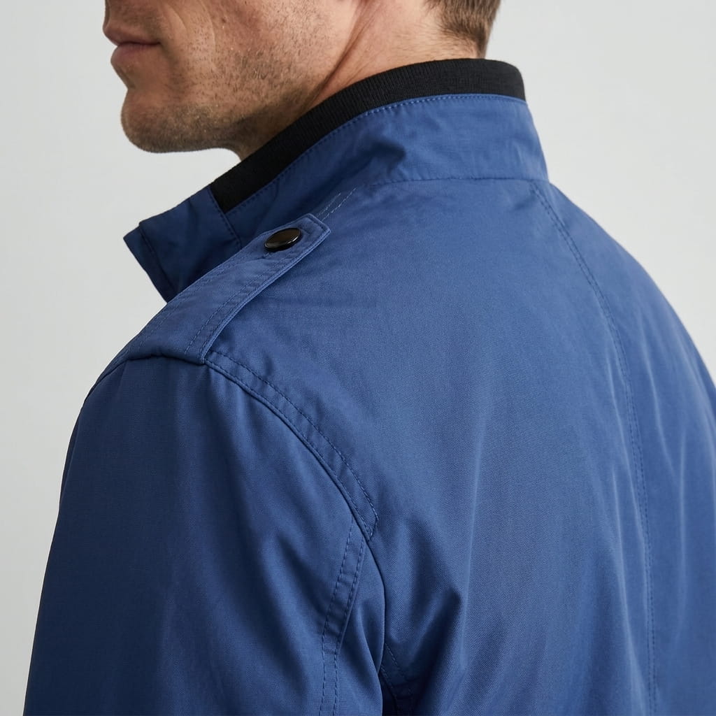 Lester Stand Collar Bomber Jacket – Zip Pocket Epaulette Detail Woven Custom-Fit Outerwear