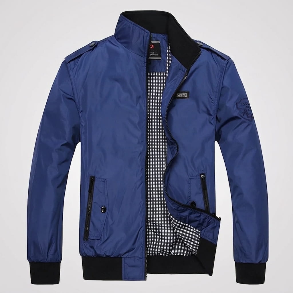 Lester Stand Collar Bomber Jacket – Zip Pocket Epaulette Detail Woven Custom-Fit Outerwear
