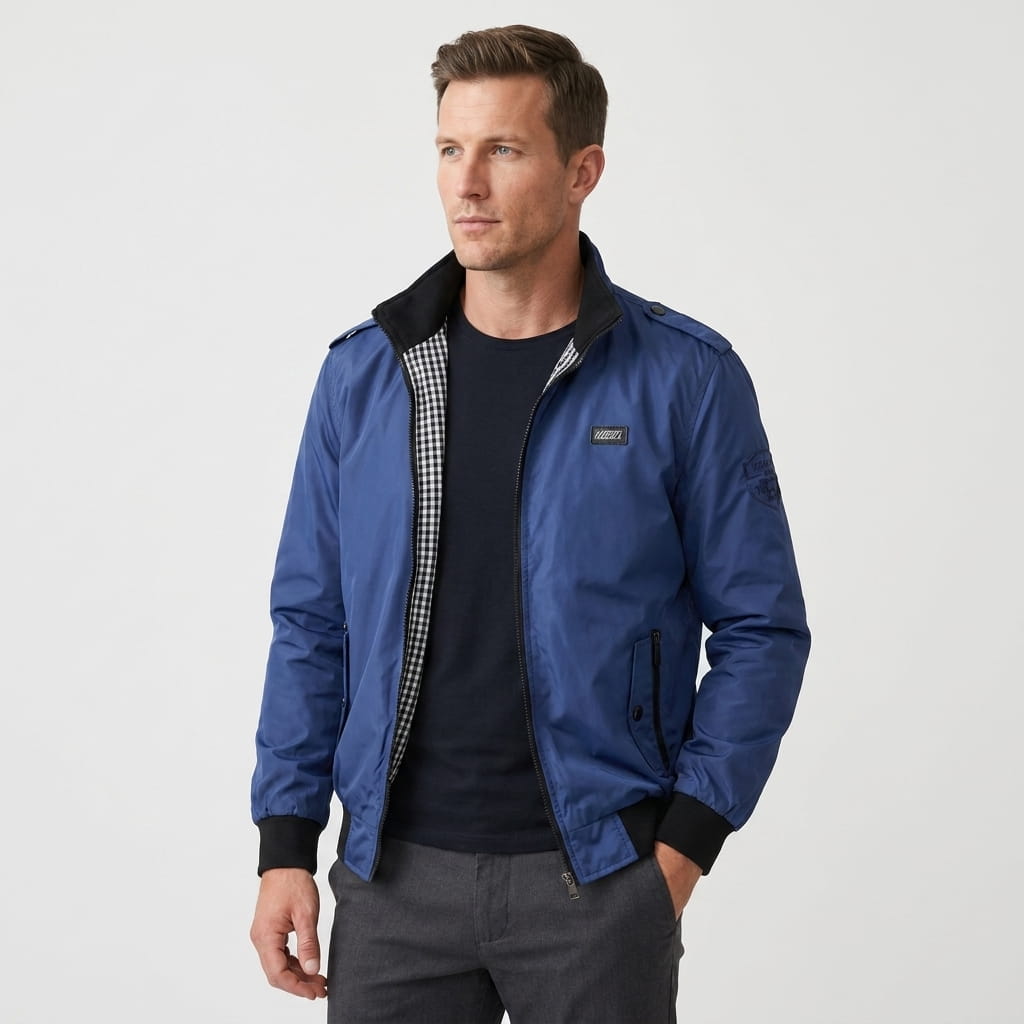 Lester Stand Collar Bomber Jacket – Zip Pocket Epaulette Detail Woven Custom-Fit Outerwear