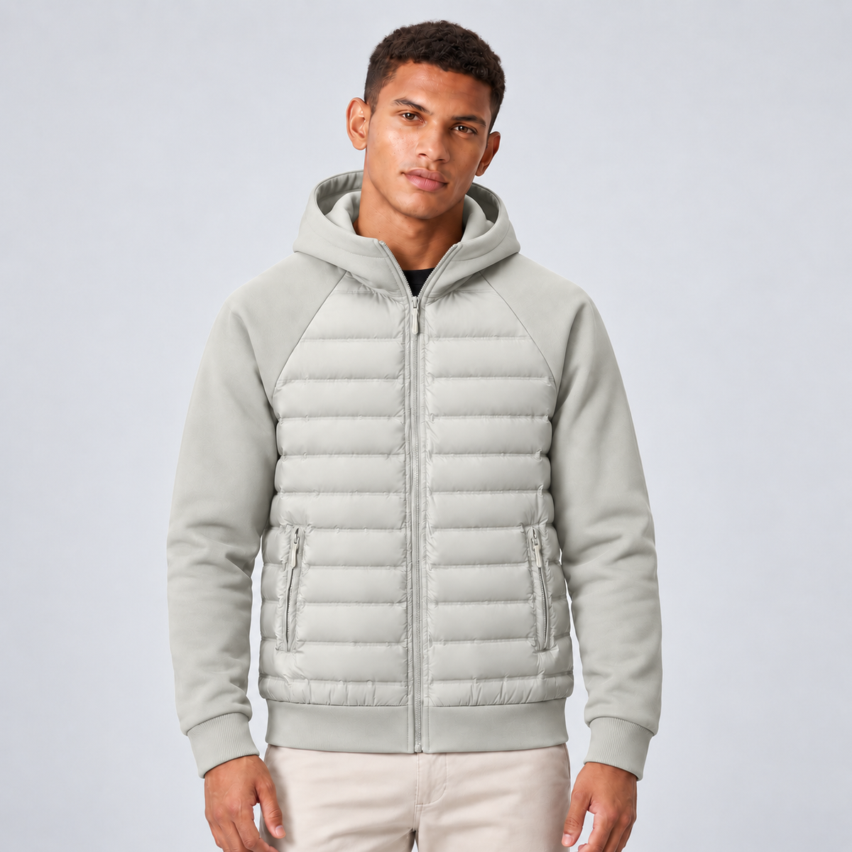 Men's Hooded Quilted Zip-Up Jacket