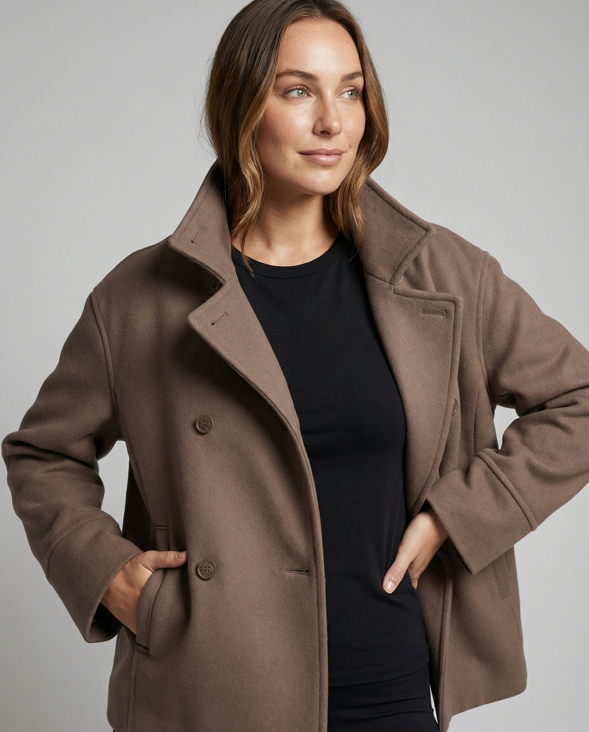 Women's Cropped Jacket | Double-Breasted High Collar