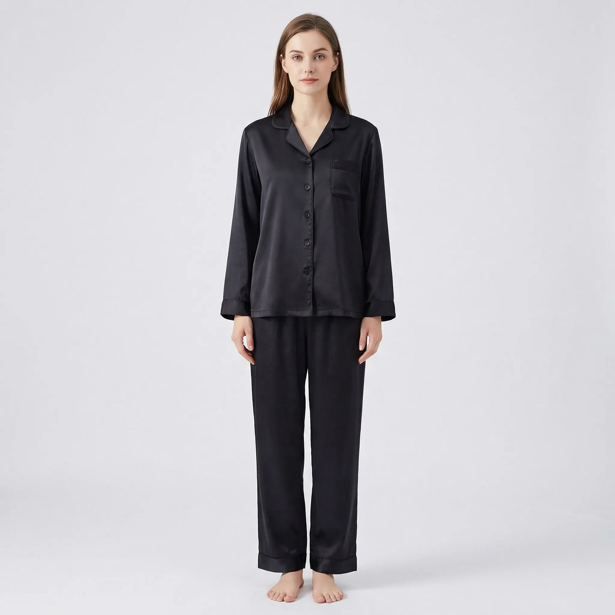 Women's Button-Front Pyjama Set with Notch Collar