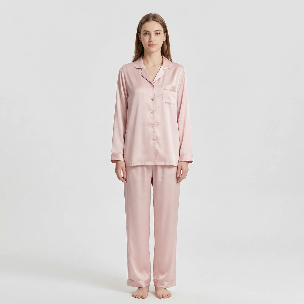 Women's Button-Front Pyjama Set with Notch Collar