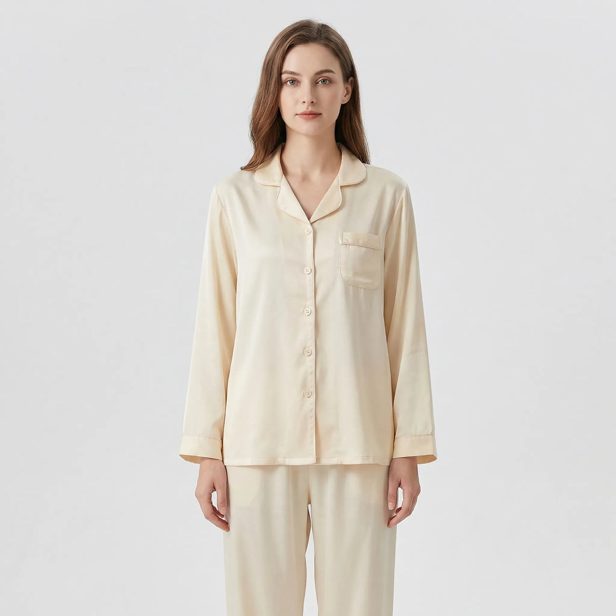 Women's Button-Front Pyjama Set with Notch Collar