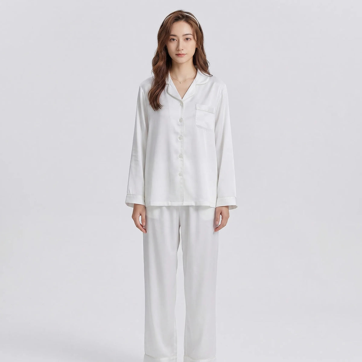 Women's Button-Front Pyjama Set with Notch Collar