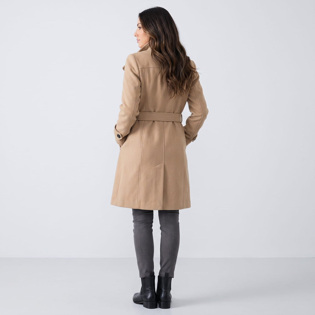 Long Trench Coat – Belted Waist & Double-Breasted Front | Joanne