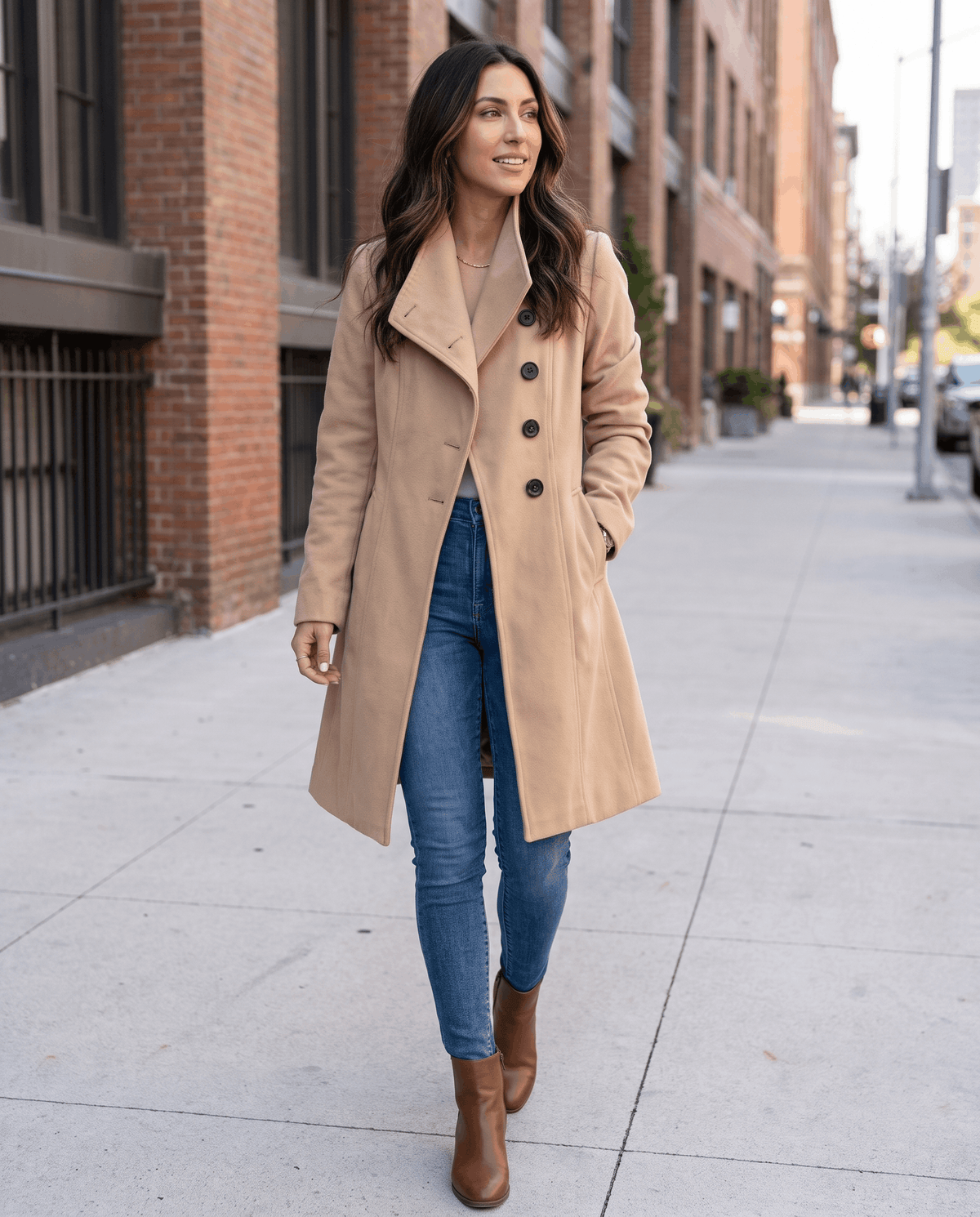 Long Trench Coat – Belted Waist & Double-Breasted Front | Joanne