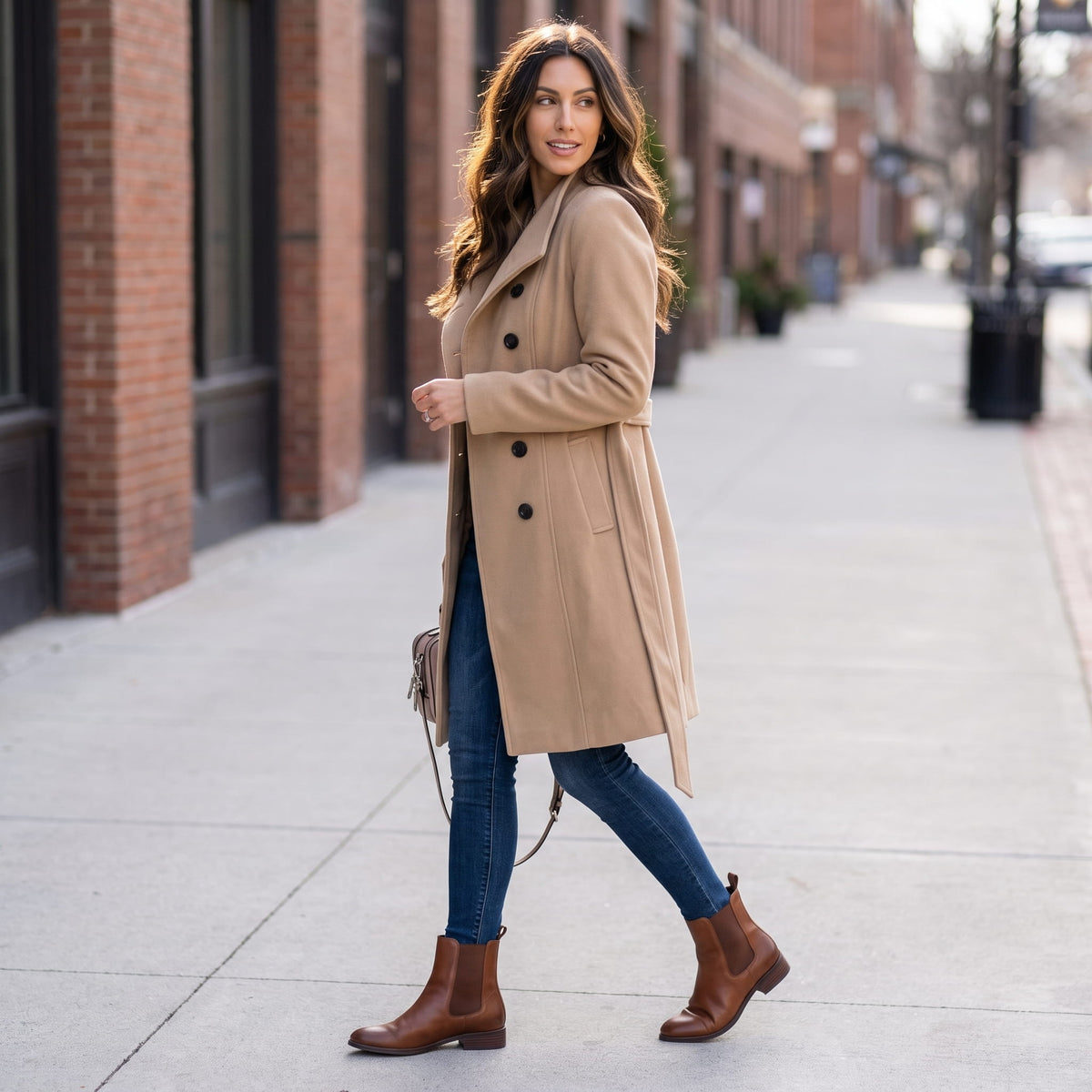 Long Trench Coat – Belted Waist & Double-Breasted Front | Joanne