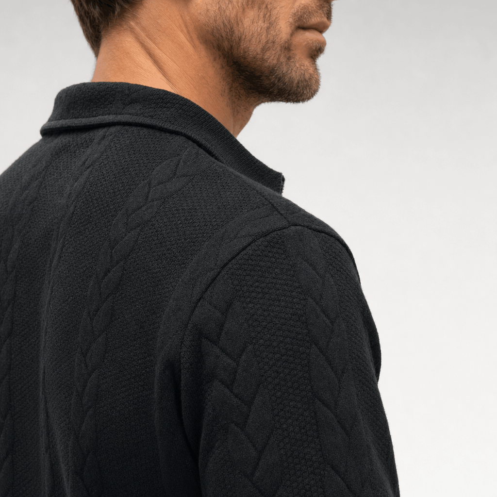 Luca Cable-Knit Quarter-Zip Sweater – Jacquard Ribbed-Cuff Collared Medium-Stretch Pullover