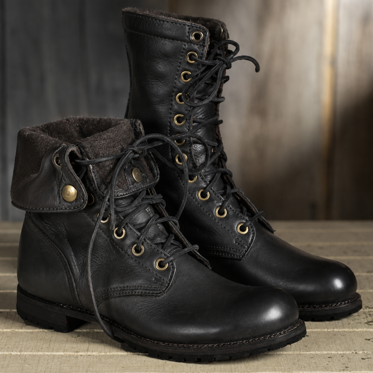 Emma | Combat Style Heritage Winter Lace-Up Boots