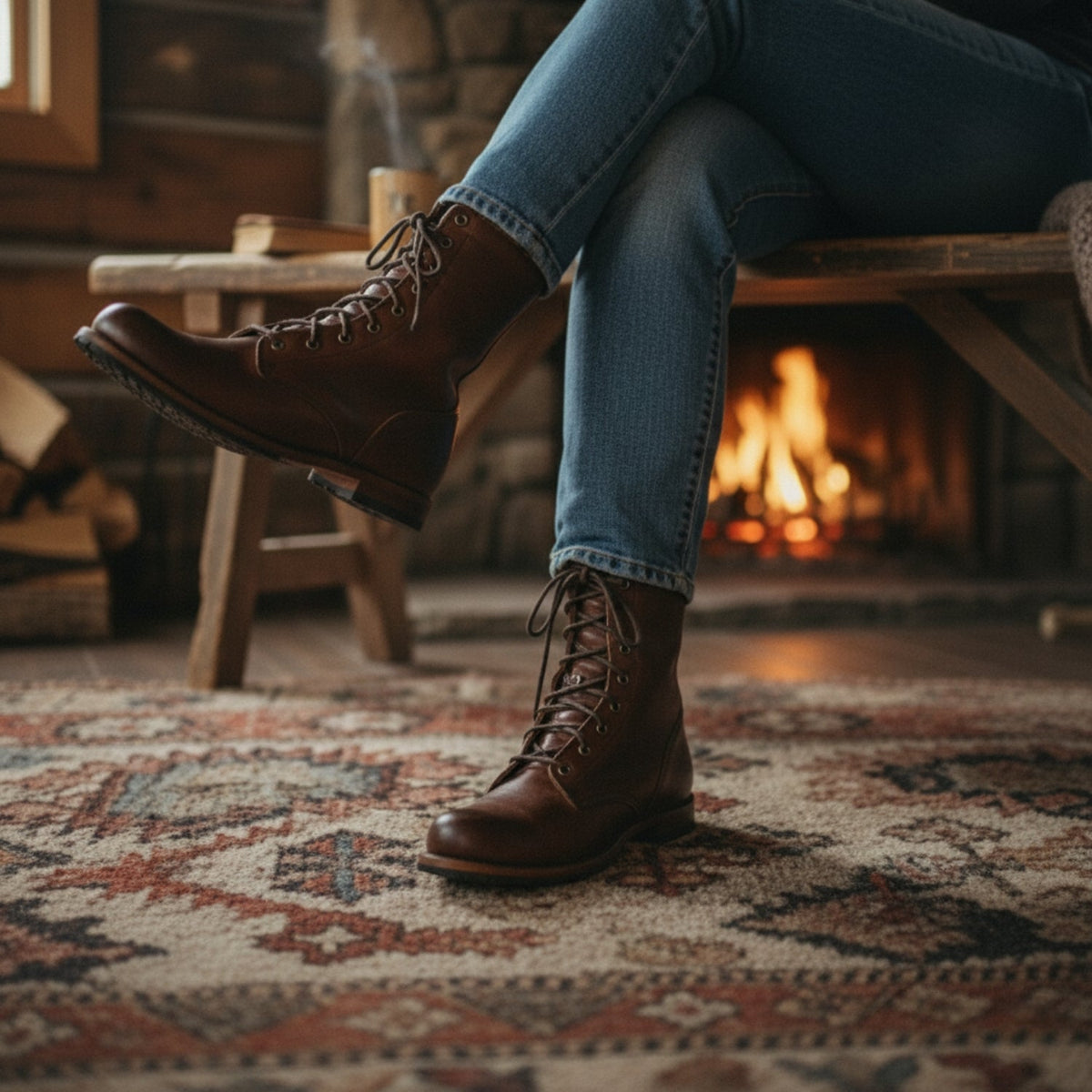 Emma | Combat Style Heritage Winter Lace-Up Boots