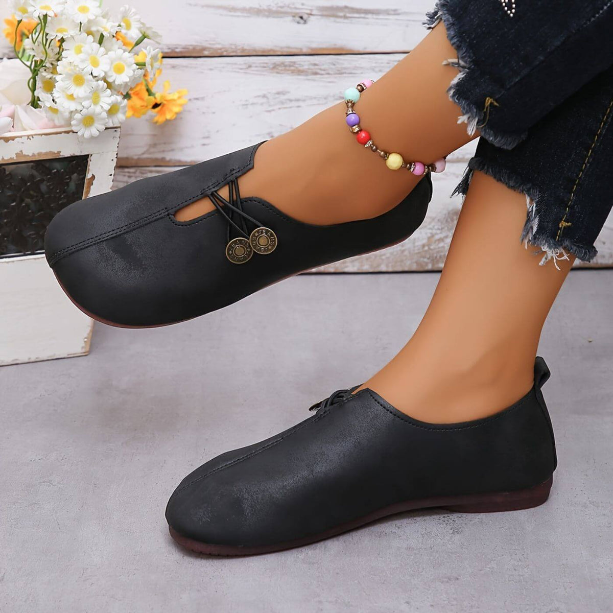 Women's Slip-On Shoes Round Toe Flat Sole Casual