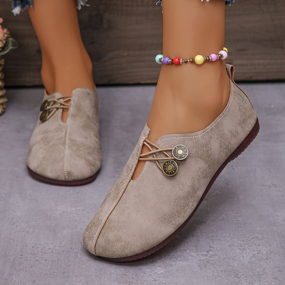 Women's Slip-On Shoes Round Toe Flat Sole Casual