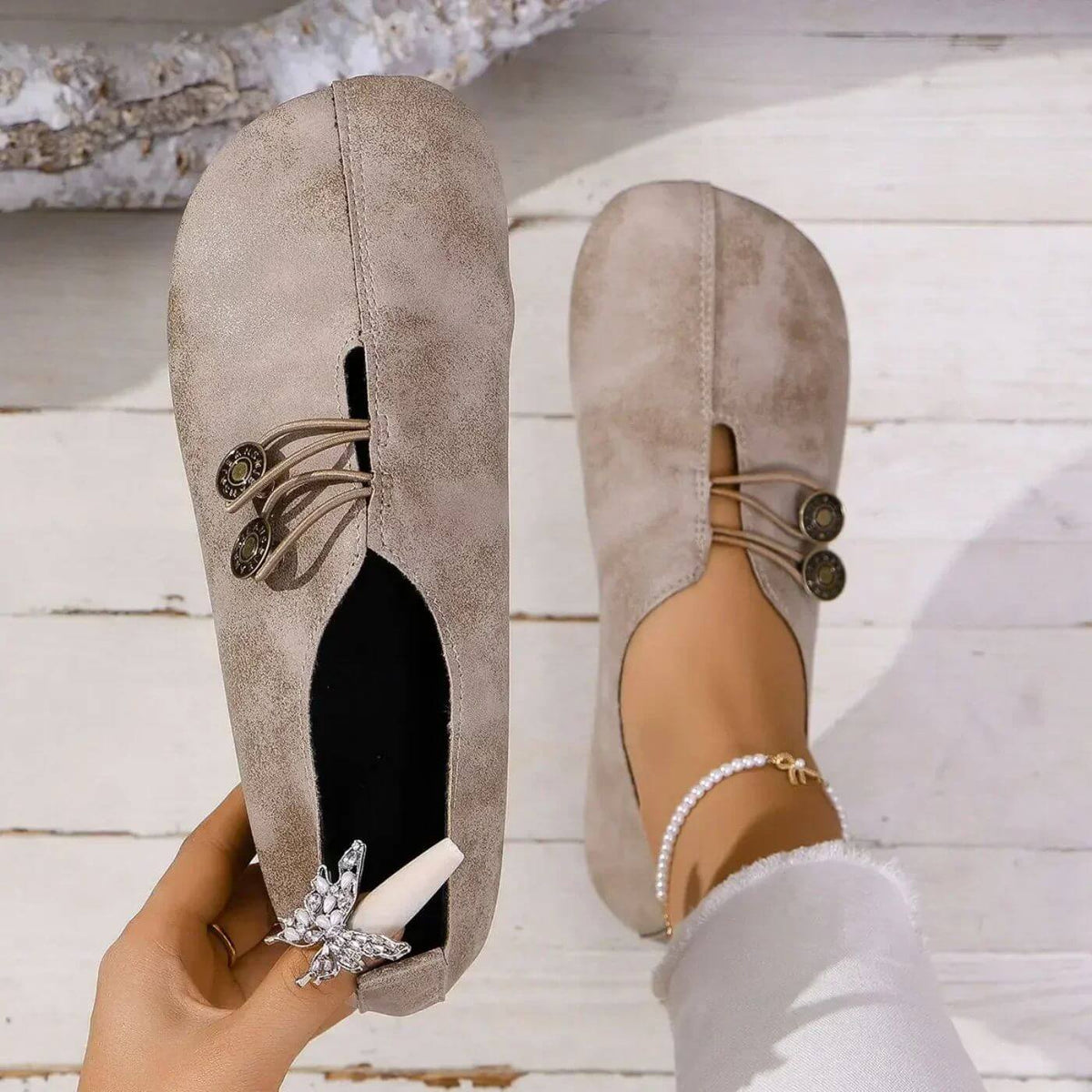 Women's Slip-On Shoes Round Toe Flat Sole Casual