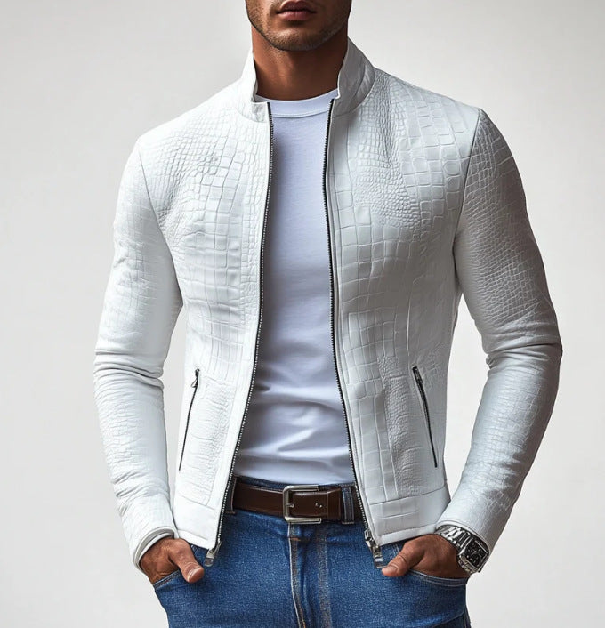 Men’s Lucien Stand Collar Leather Jacket
