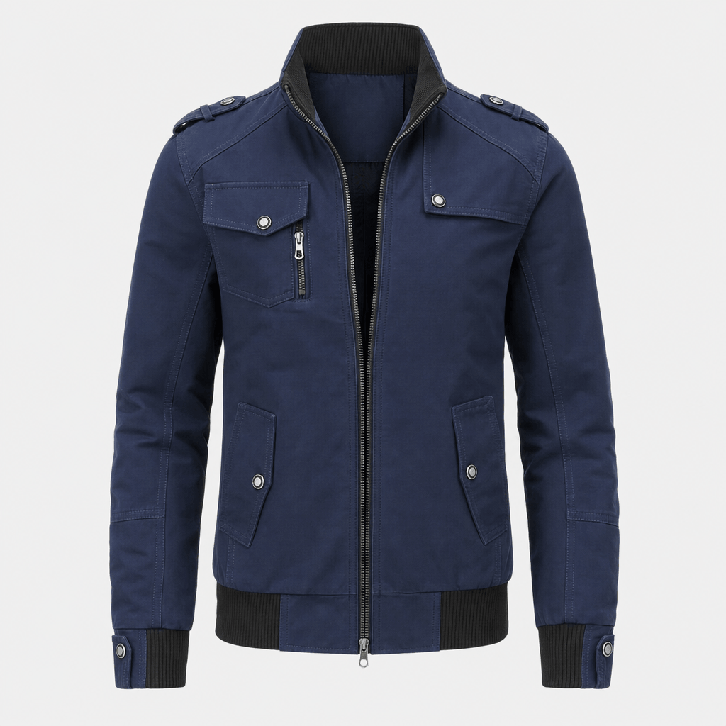 Mariano Utility Bomber Jacket – Stand Collar Four Flap Pocket Epaulette Mid-Weight Field Outerwear