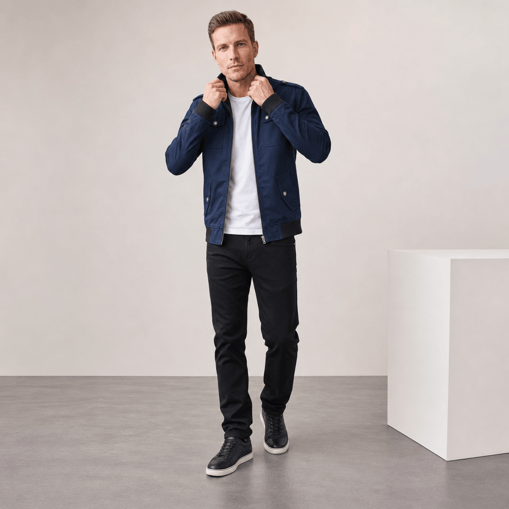 Mariano Utility Bomber Jacket – Stand Collar Four Flap Pocket Epaulette Mid-Weight Field Outerwear