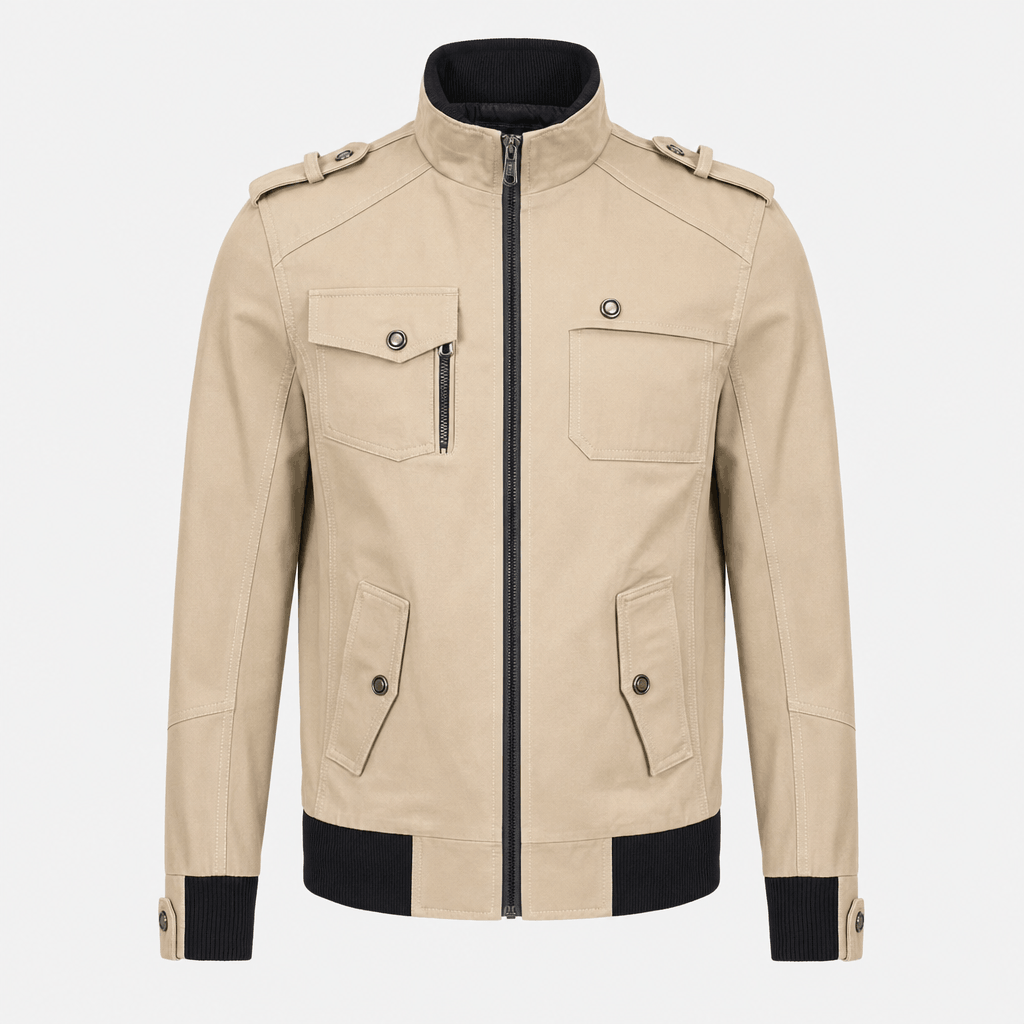 Mariano Utility Bomber Jacket – Stand Collar Four Flap Pocket Epaulette Mid-Weight Field Outerwear