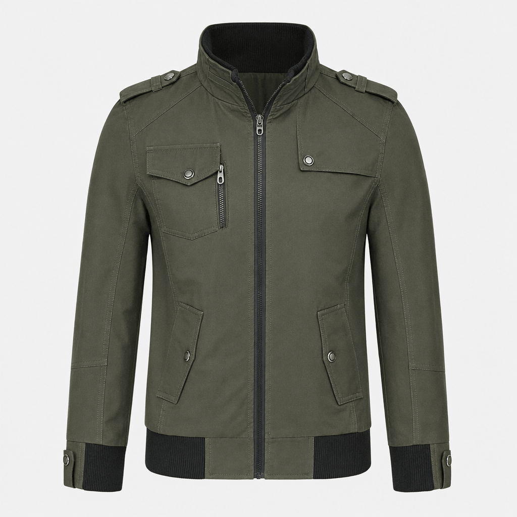 Mariano Utility Bomber Jacket – Stand Collar Four Flap Pocket Epaulette Mid-Weight Field Outerwear