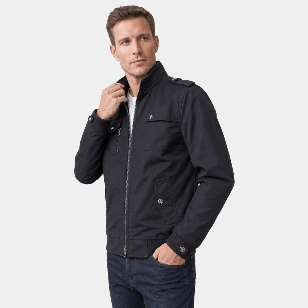 Mariano Utility Bomber Jacket – Stand Collar Four Flap Pocket Epaulette Mid-Weight Field Outerwear