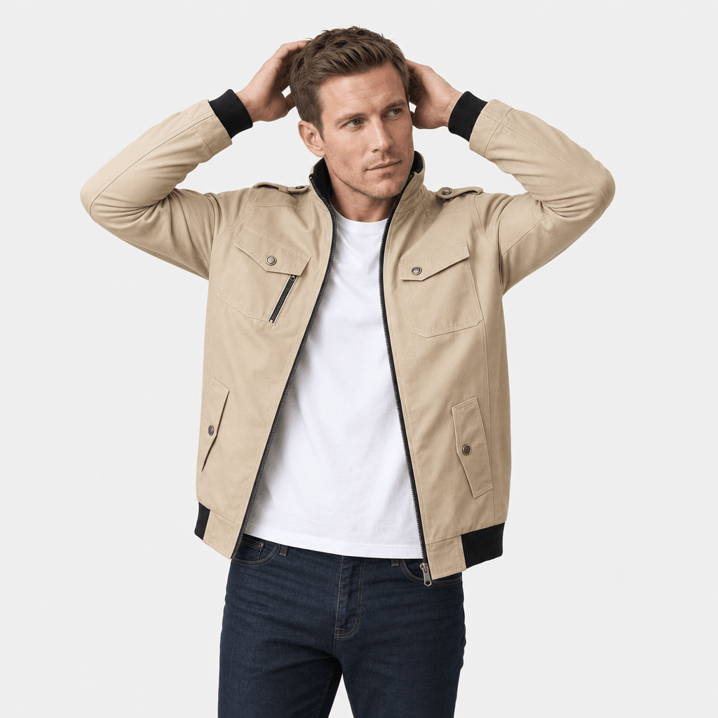 Mariano Utility Bomber Jacket – Stand Collar Four Flap Pocket Epaulette Mid-Weight Field Outerwear