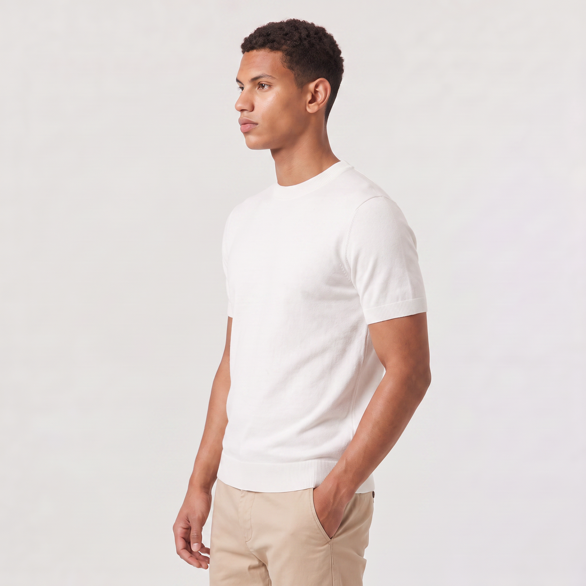 Men's Fine Knit Crew Neck T-Shirt